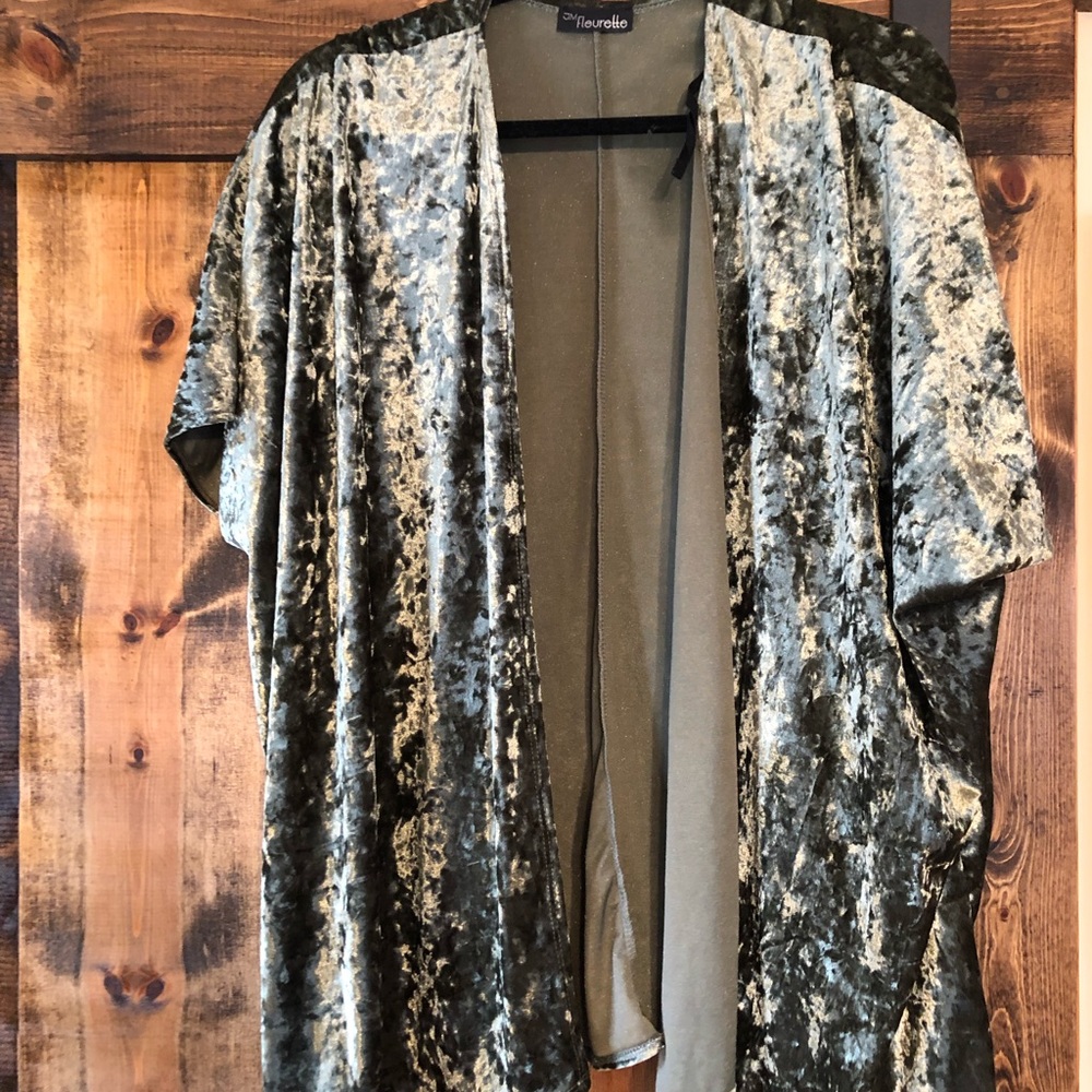 Shiny Green Shawl Cardigan